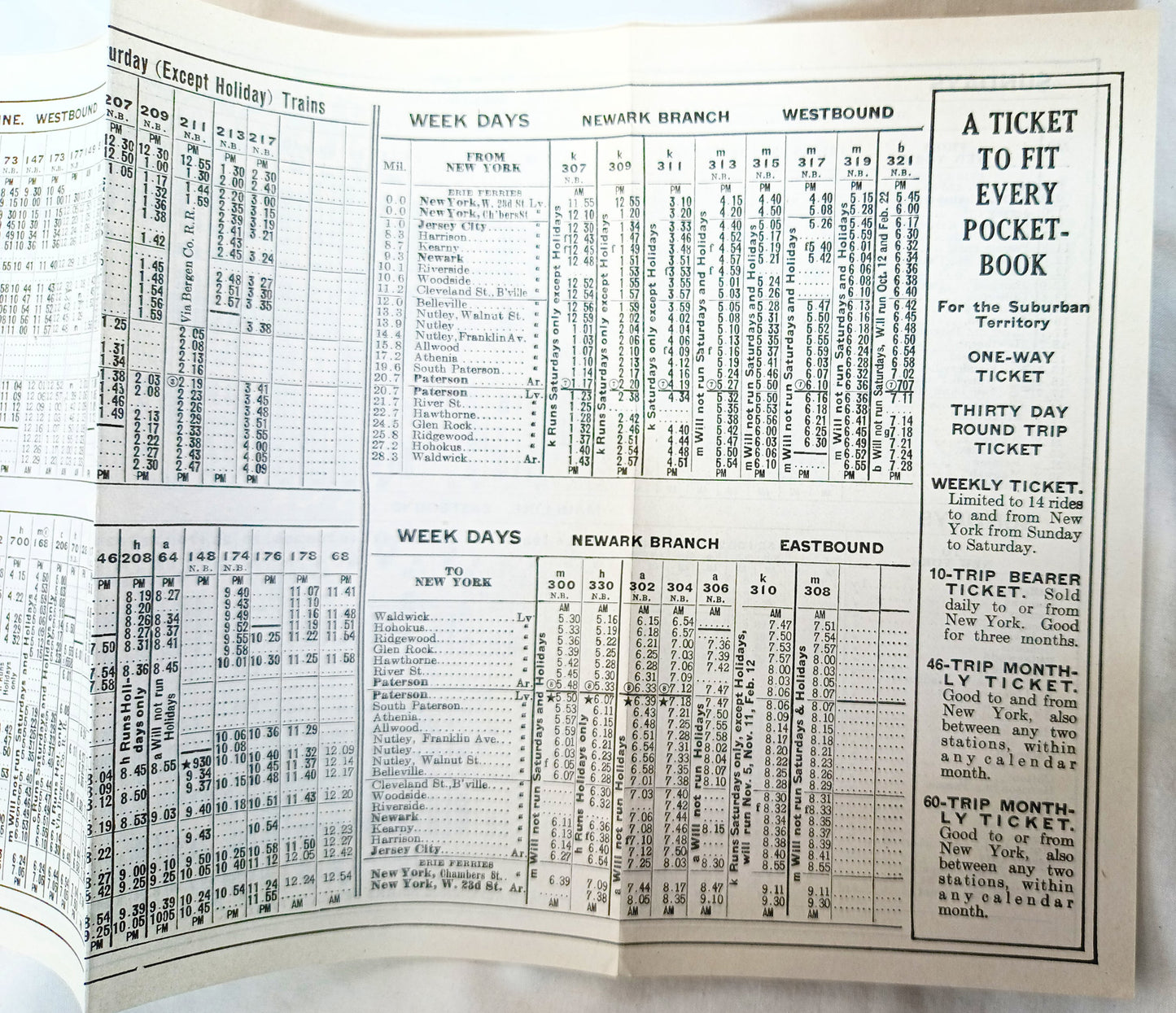 Erie Railroad 1940 Suburban Timetables Mainline Newark Branch Bergen - TulipStuff
