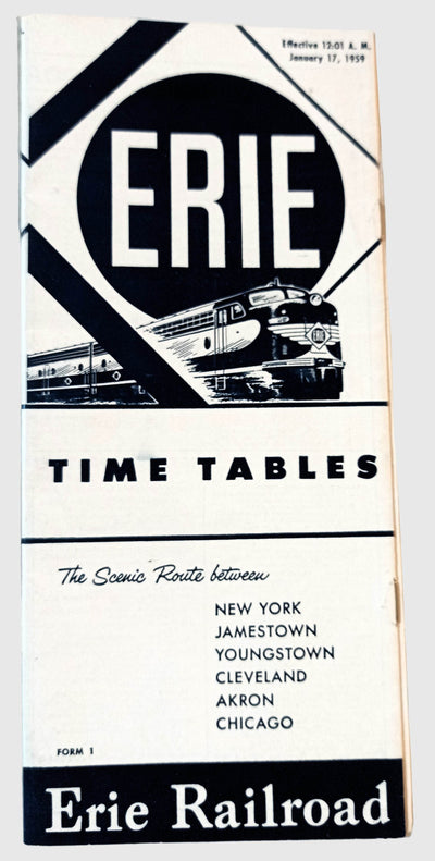 Erie Railroad Passenger Train Schedules Time Tables January 1959 - TulipStuff