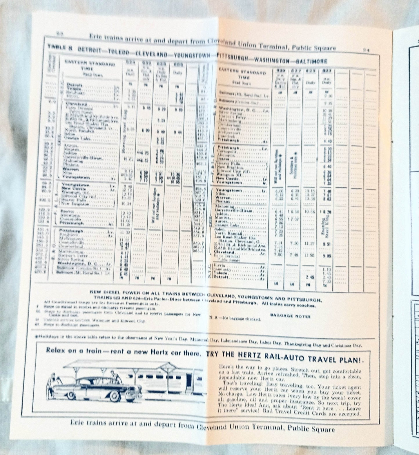 Erie Railroad Passenger Train Schedules Time Tables January 1959 - TulipStuff