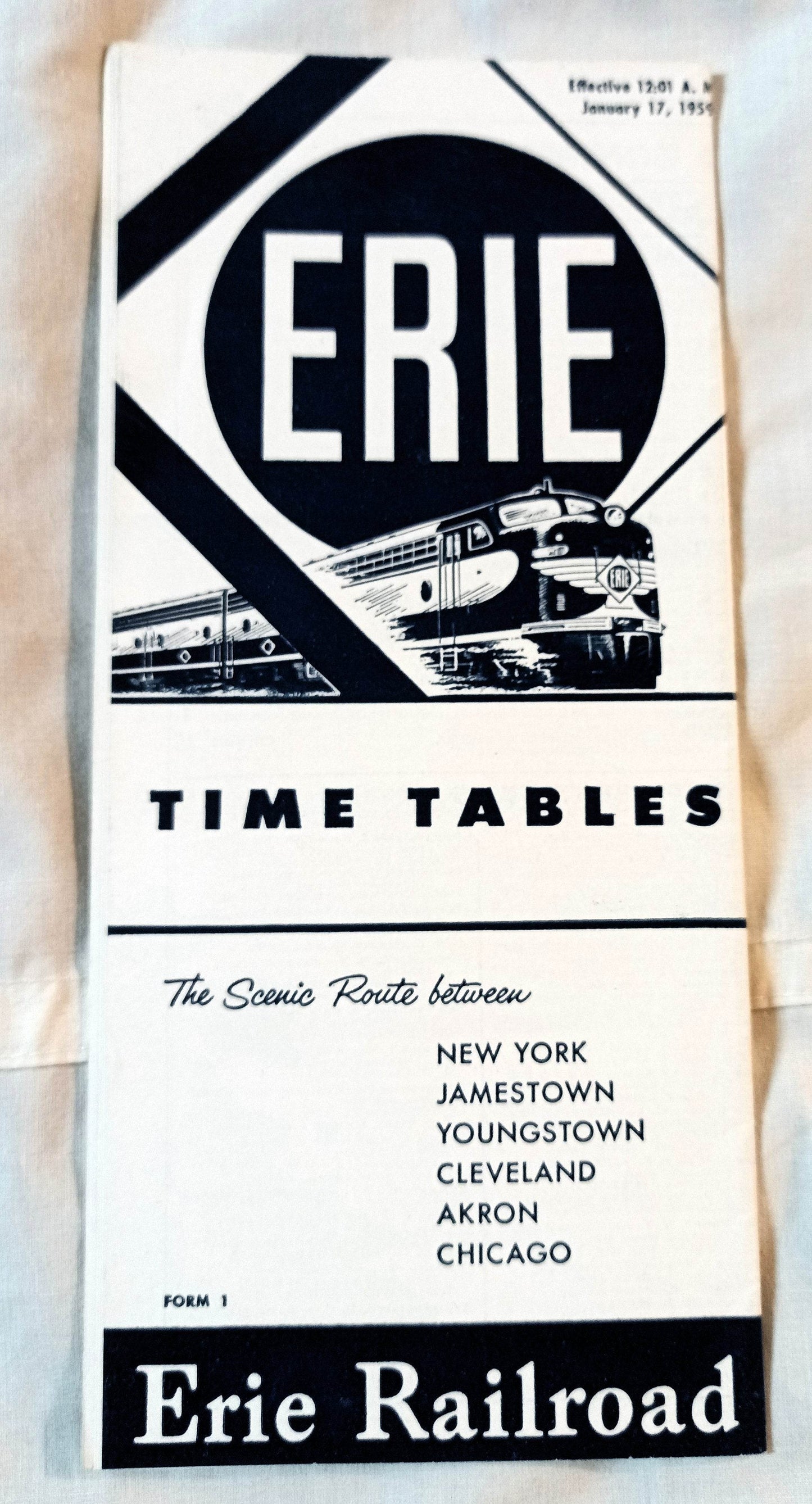 Erie Railroad Passenger Train Schedules Time Tables January 1959 - TulipStuff