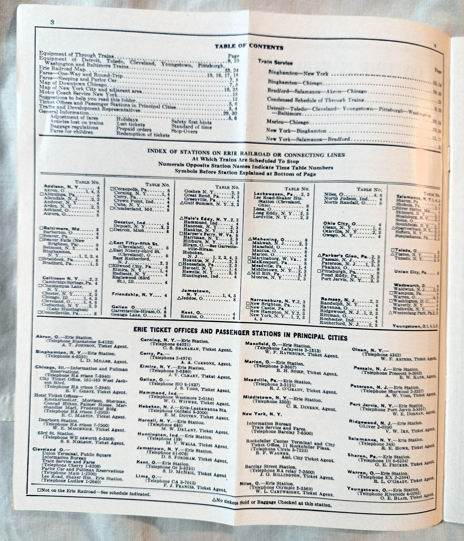 Erie Railroad Passenger Train Schedules Time Tables January 1959 - TulipStuff