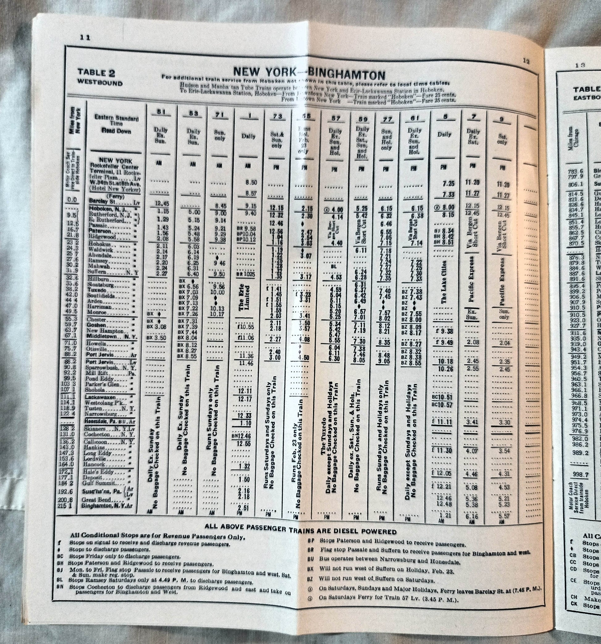 Erie Railroad Passenger Train Schedules Time Tables January 1959 - TulipStuff