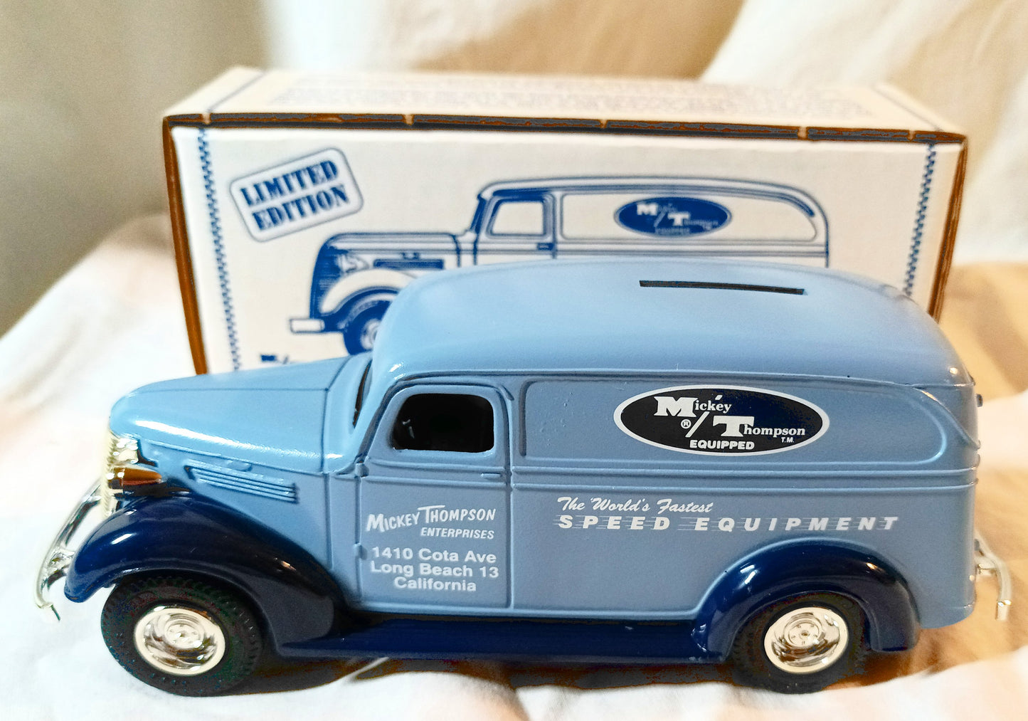 Ertl #2090 Mickey Thompson 1938 Chevrolet Panel Truck Bank w/Key - Tuliptuff