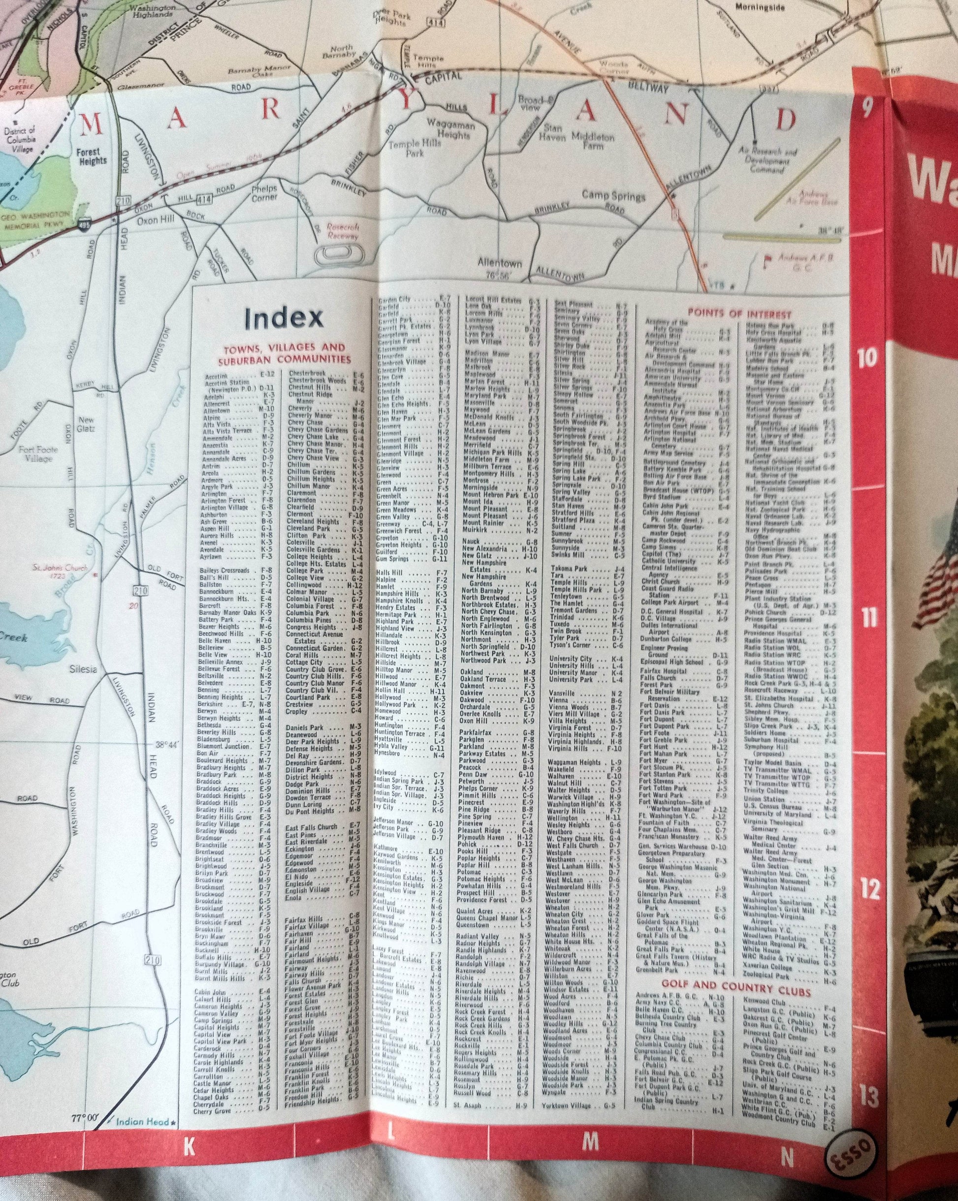 Esso Humble Oil Washington DC Map And Visitor Guide 1963 - TulipStuff