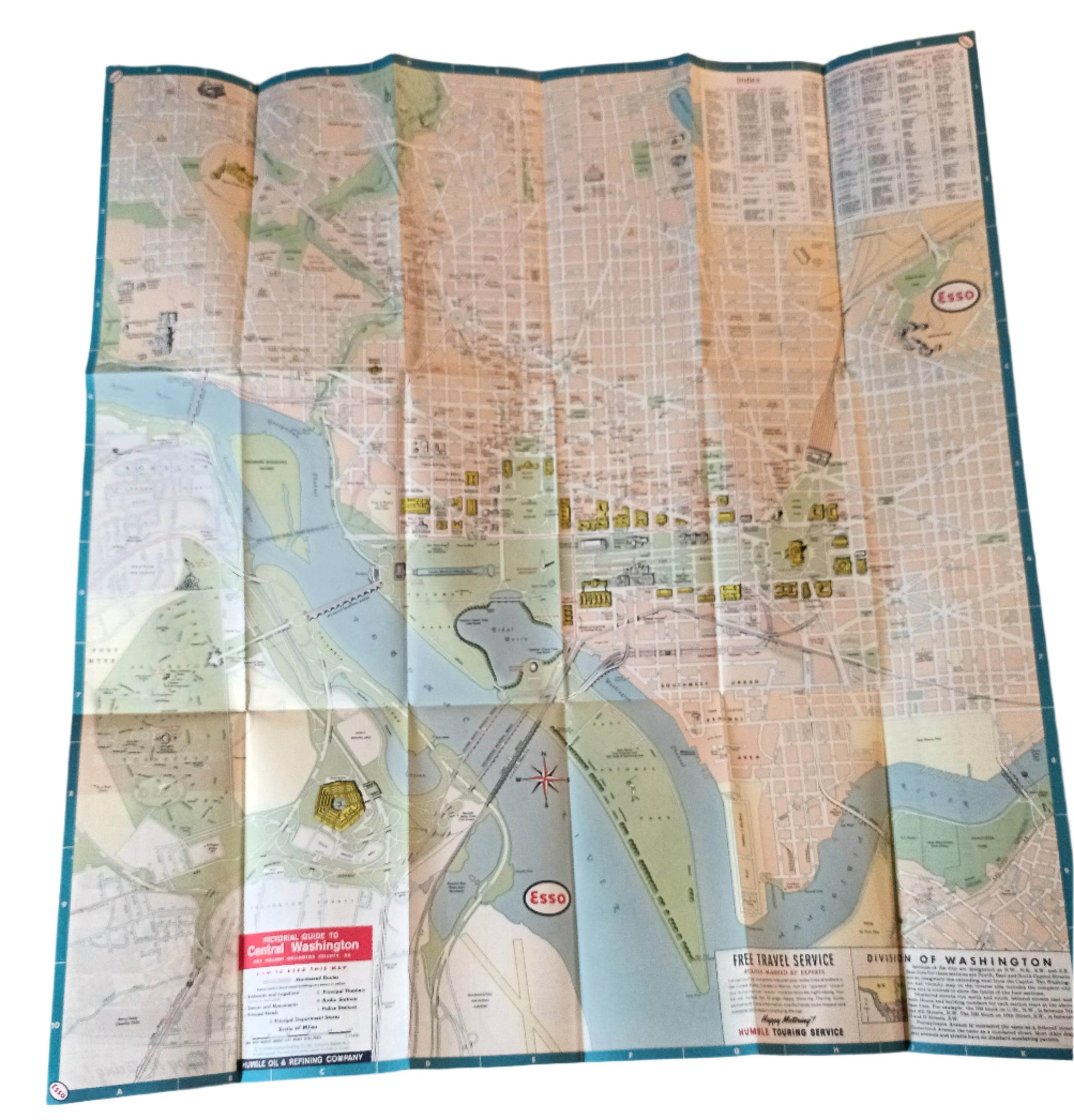 Esso Humble Oil Washington DC Map And Visitor Guide 1963 - TulipStuff