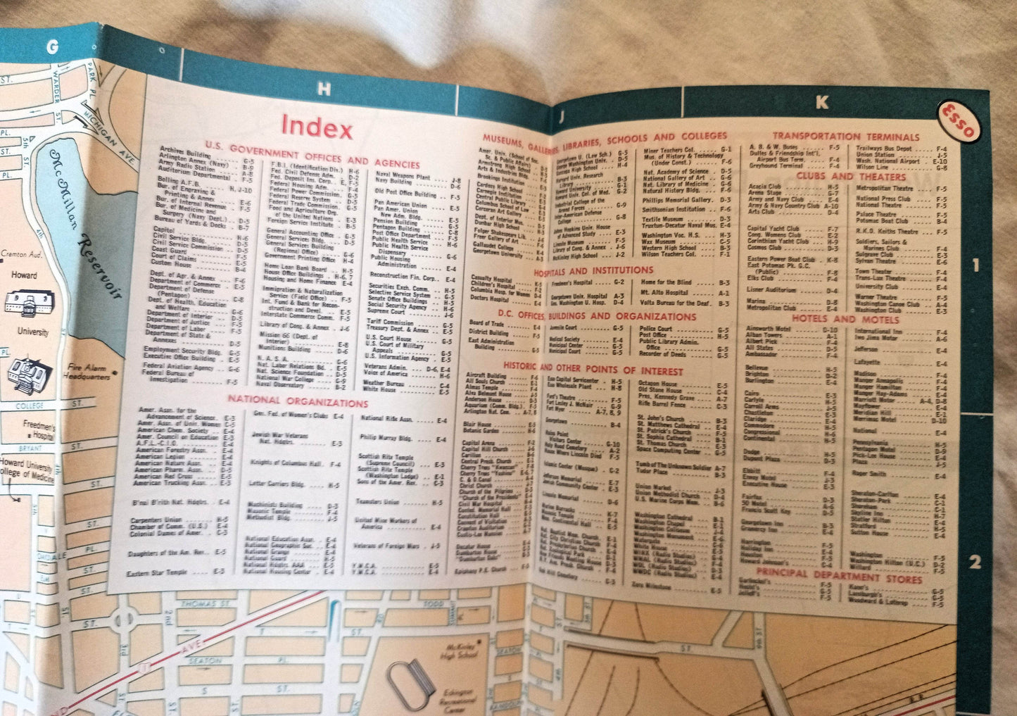 Esso Humble Oil Washington DC Map And Visitor Guide 1963 - TulipStuff