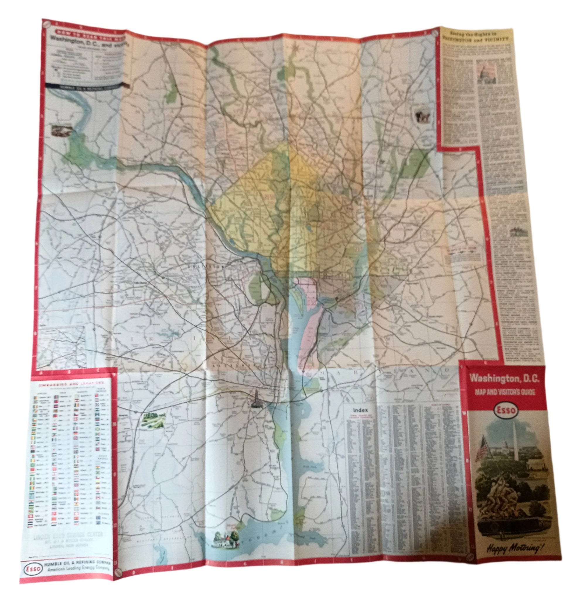 Esso Humble Oil Washington DC Map And Visitor Guide 1963 - TulipStuff