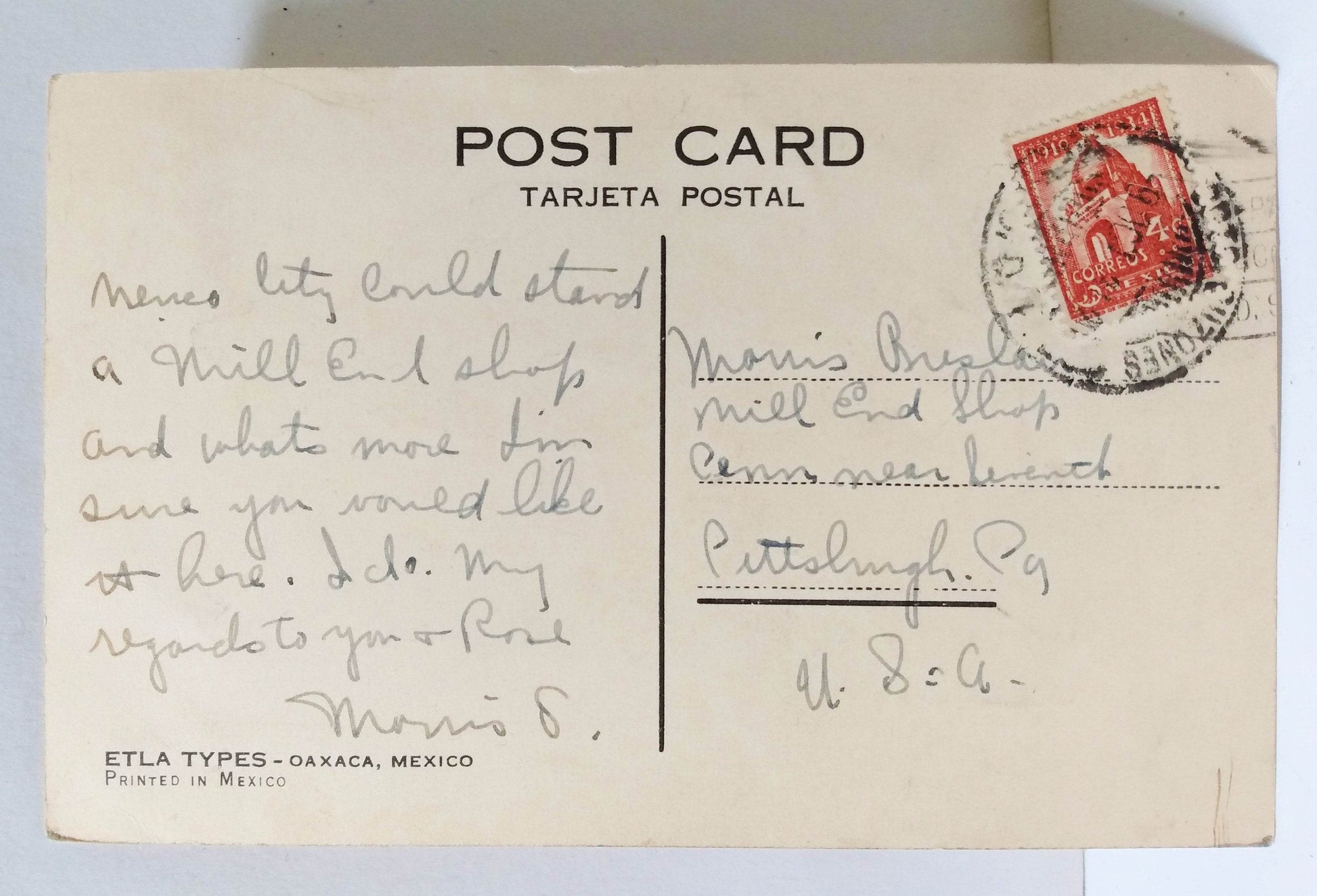 Etla Types Oaxaca Mexico Nahuatl Zapotec 1930's Postcard - TulipStuff