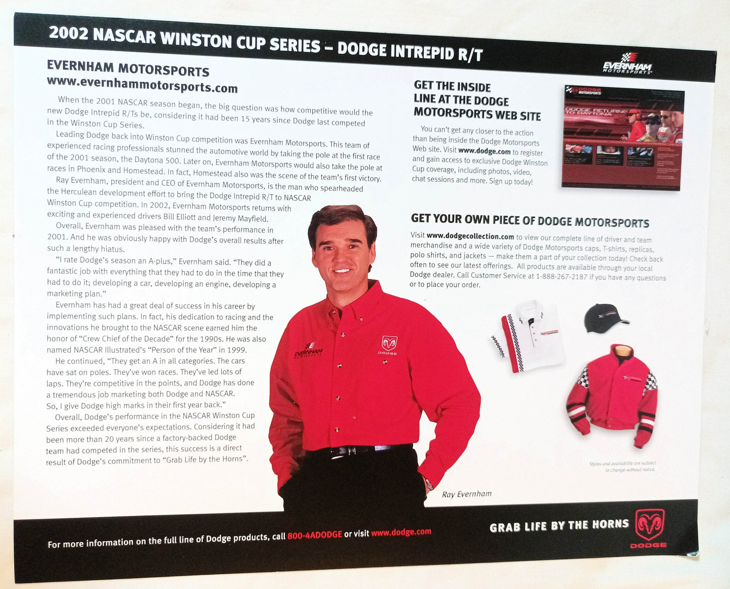 Evernham Motorsports Dodge Jeremy Mayfield Bill Elliott 2002 Photo Card - TulipStuff