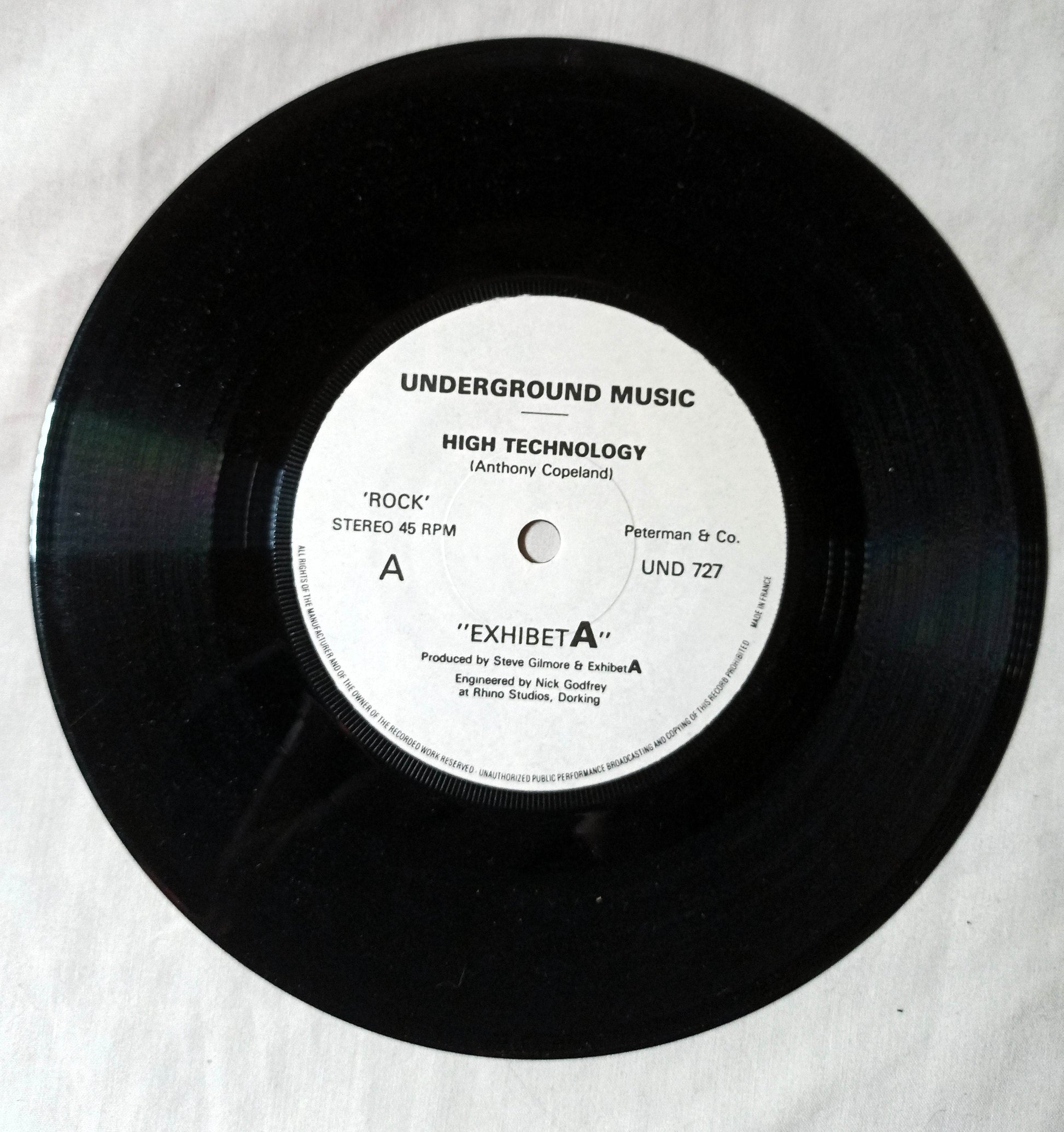 Exhibet A High Technology b/w Machines of War Vinyl 7" UK 1981 - TulipStuff