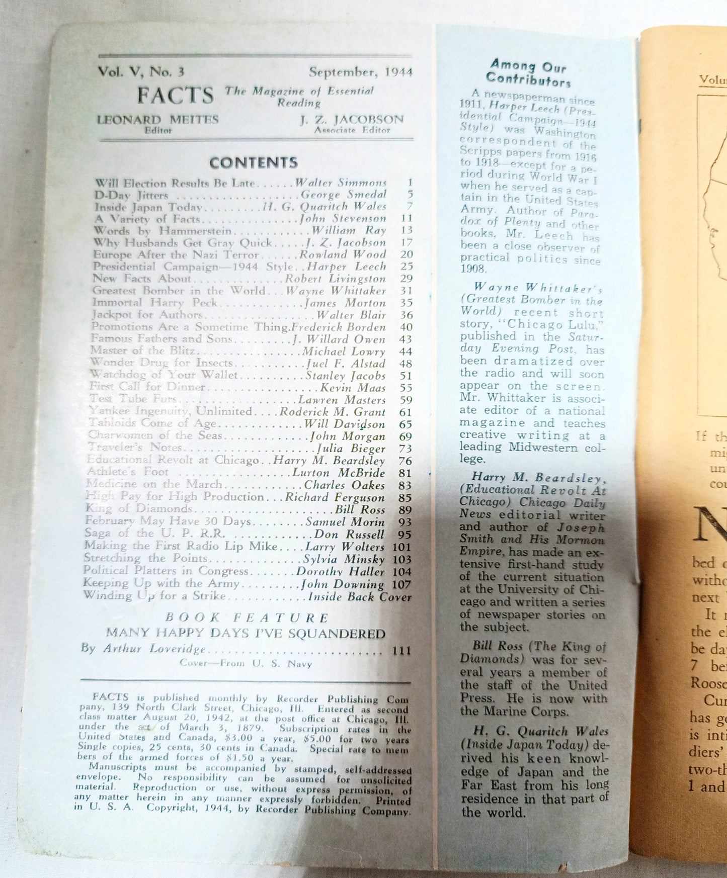 Facts - The Magazine Of Essential Reading September 1944 WW2 D-Day - Tuliptuff