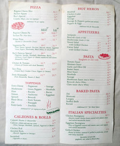 Famous Original Ray's Pizza 250 E Houston NYC Takeout Menu 1998 - TulipStuff