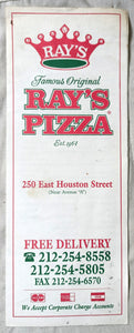 Famous Original Ray's Pizza 250 E Houston NYC Takeout Menu 1998 - TulipStuff