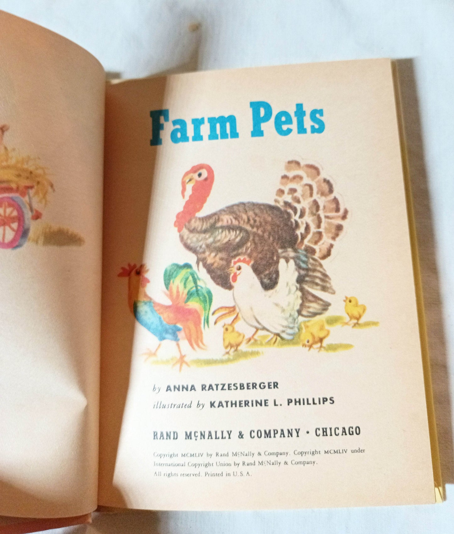 Farm Pets Anna Ratzesberger Rand McNally Junior Elf Book 1954 - TulipStuff