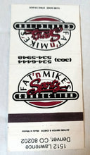 Load image into Gallery viewer, Fat &#39;N Mike&#39;s Sports Connection Denver Matchbook Cover 1980&#39;s - TulipStuff
