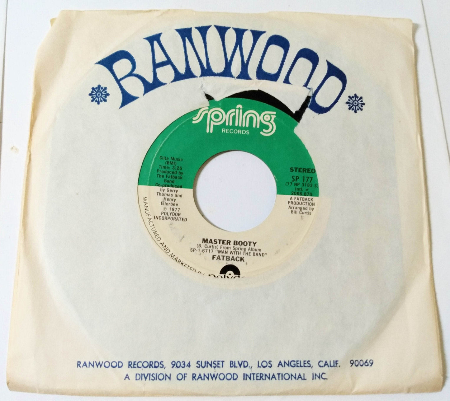 Fatback Master Booty / Zodiac Man Disco Funk 7" Vinyl 1977 - TulipStuff