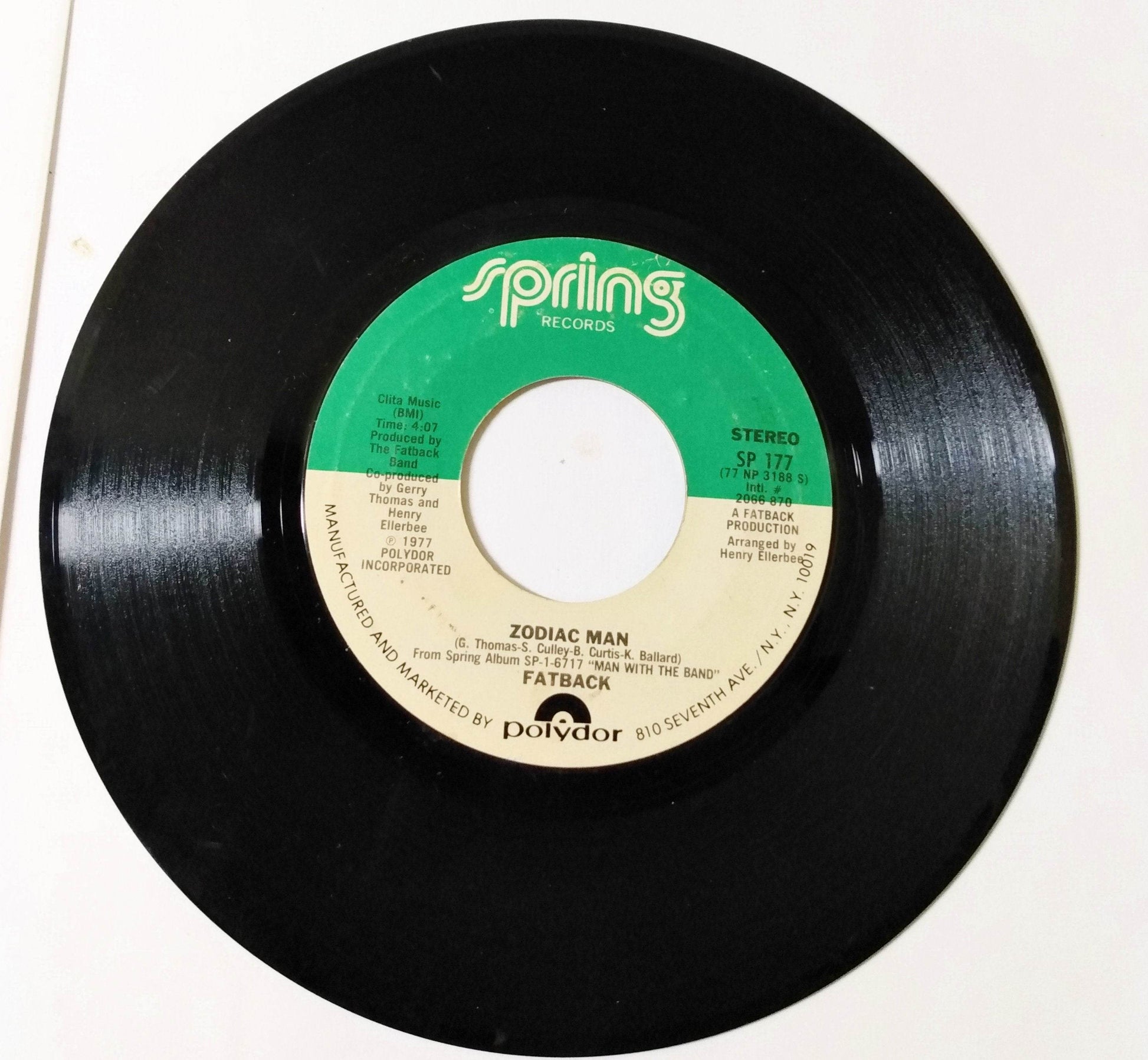 Fatback Master Booty / Zodiac Man Disco Funk 7" Vinyl 1977 - TulipStuff