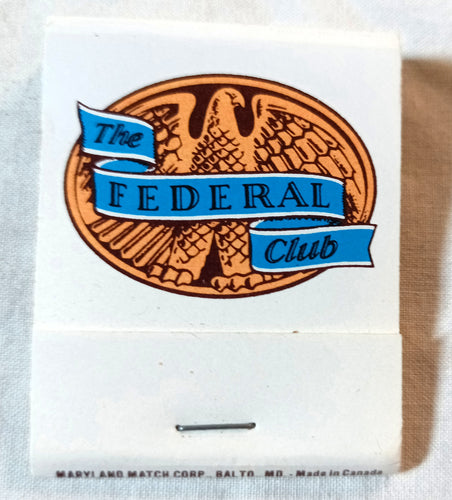 The Federal Club Boston Massachusetts Matchbook Early 1980's - TulipStuff