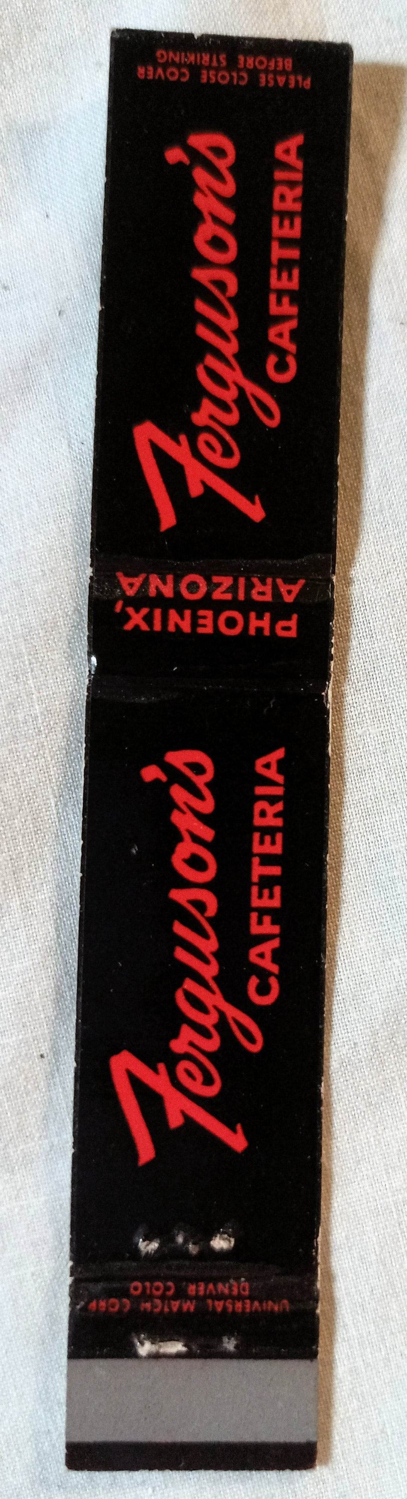 Ferguson's Cafeteria Phoenix Arizona Matchbook Cover Early 1960's  TulipStuff