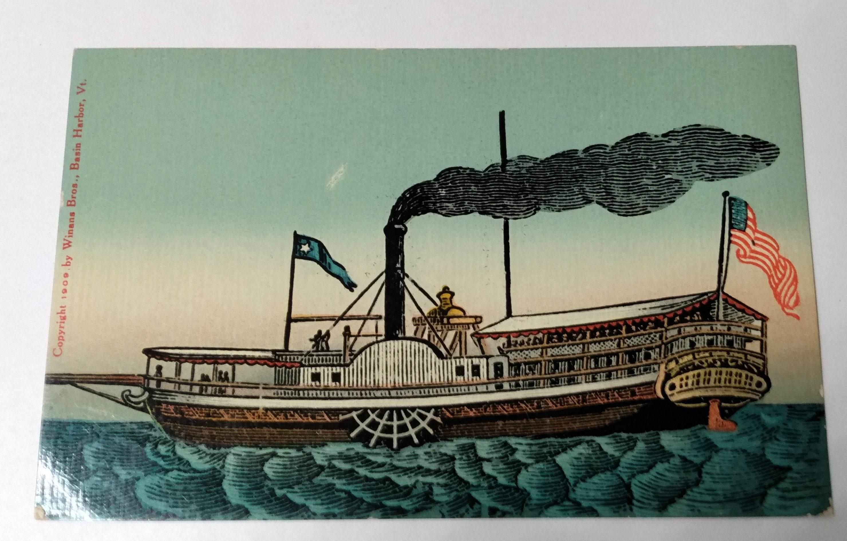 Vermont I - First Steamboat On Lake Champlain 1910's Postcard – TulipStuff