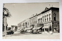 Load image into Gallery viewer, First Street Hampton Iowa 1940&#39;s Harrison&#39;s 5&amp;10 Manatts Real Photo Postcard - TulipStuff
