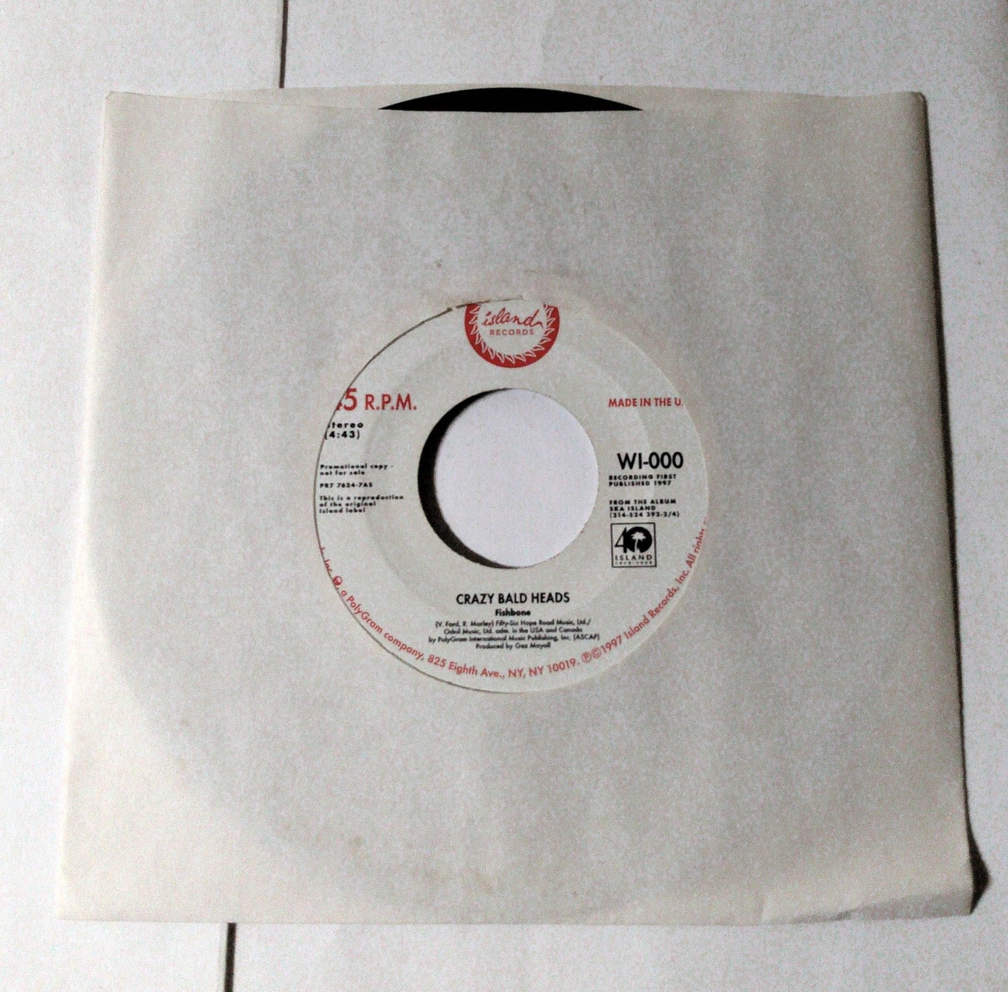 Fishbone / The Toasters Crazy Bald Heads / The Stage 7" Vinyl Promo 1997