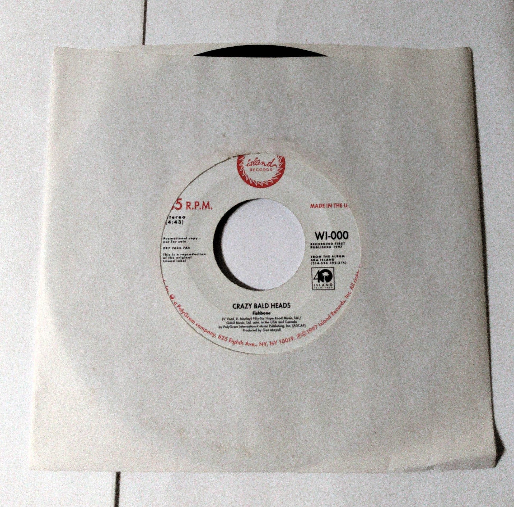 Fishbone / The Toasters Crazy Bald Heads / The Stage 7" Vinyl Promo 1997