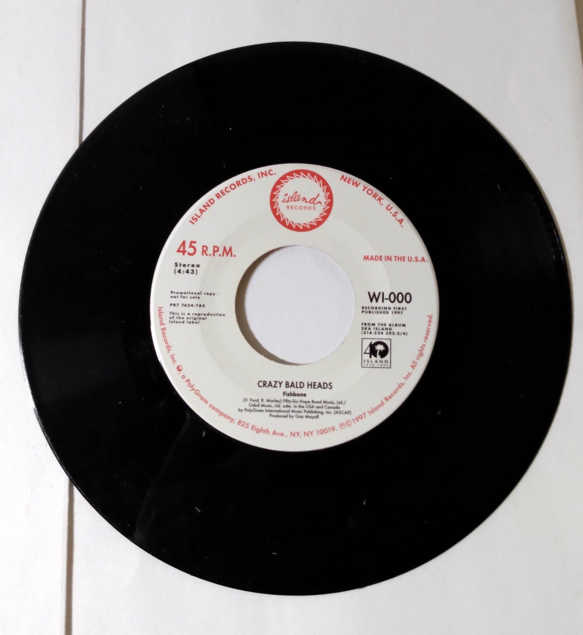 Fishbone / The Toasters Crazy Bald Heads / The Stage 7" Vinyl Promo 1997 - TulipStuff