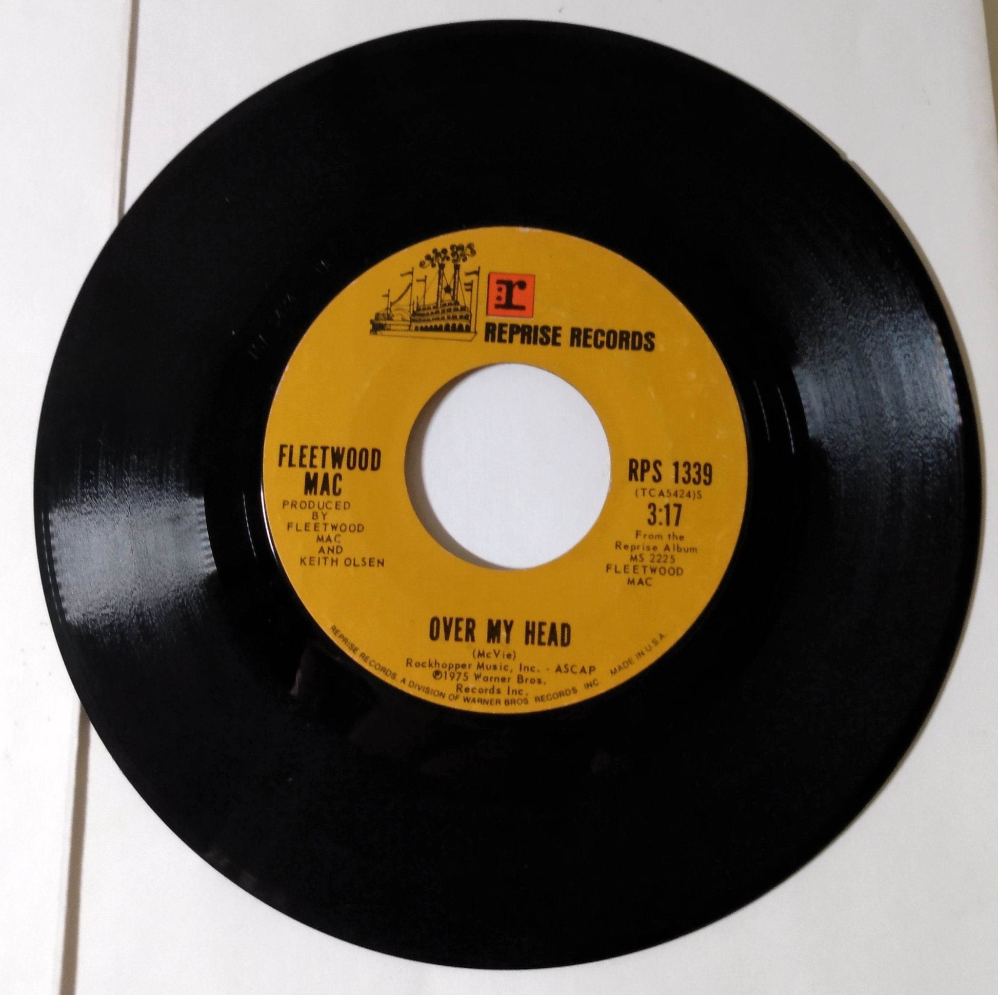 Fleetwood Mac Over My Head 7" 45rpm Vinyl Record Reprise RPS1339 1975 - TulipStuff