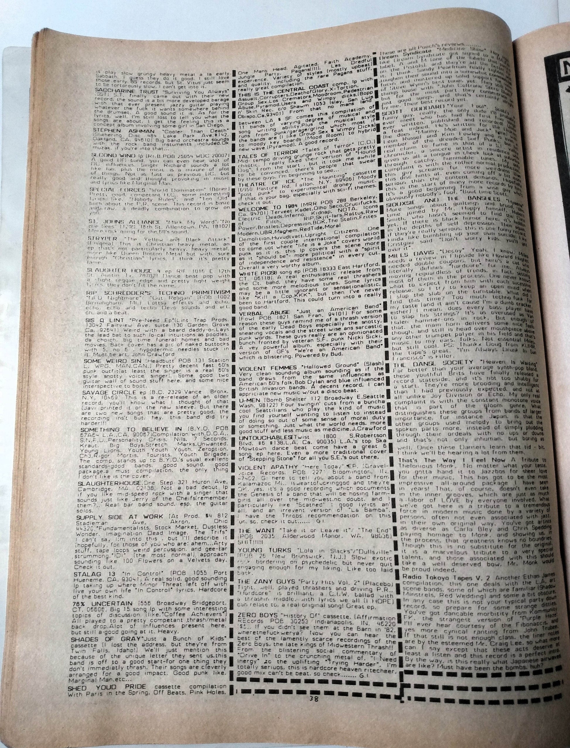 Flipside Issue #43 1984 Punk Fanzine Exploited Bad Religion C.O.C. Kraut - TulipStuff