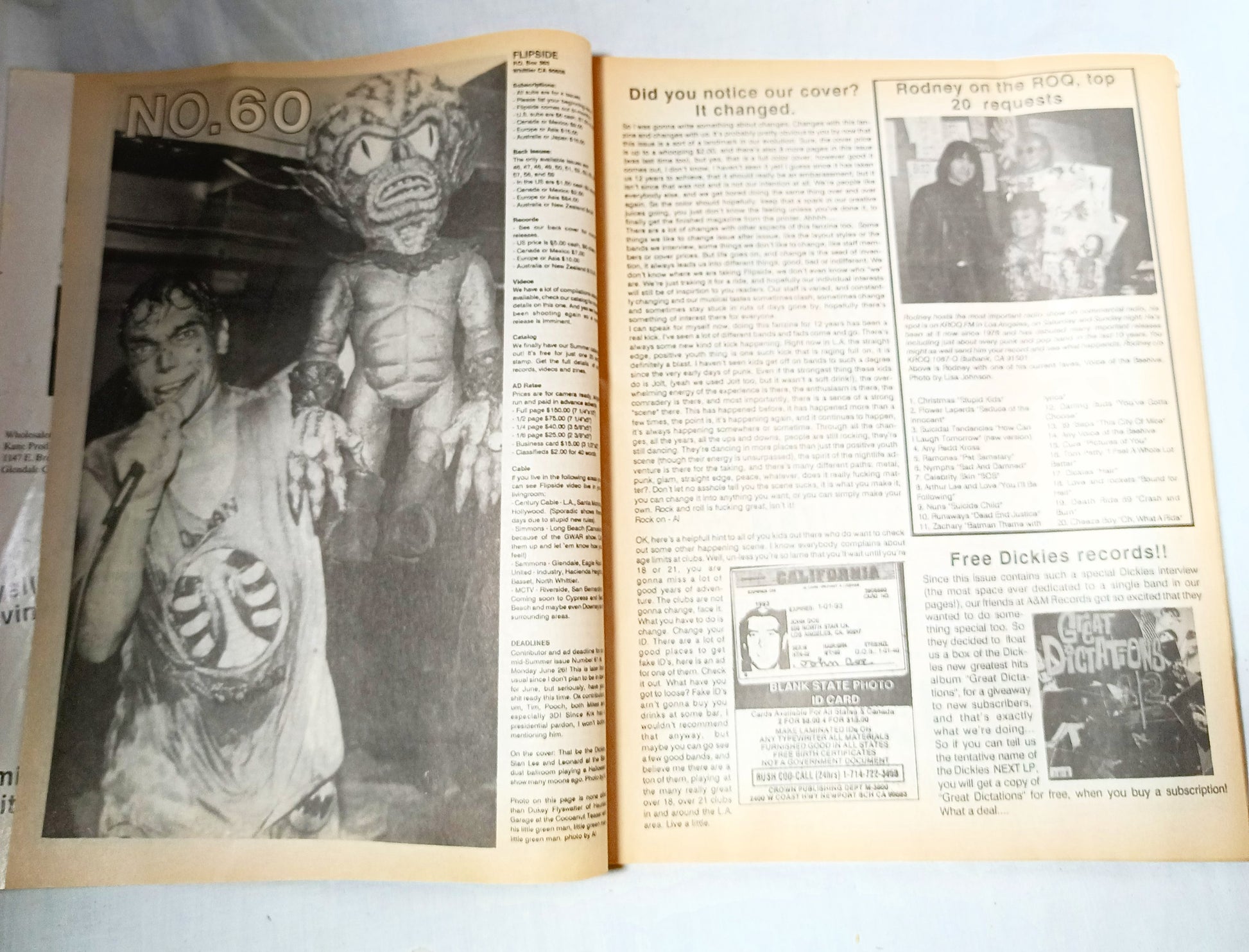 Flipside Issue #60 Summer 1989 Punk Fanzine Dickies NoFX Agnostic Front - TulipStuff