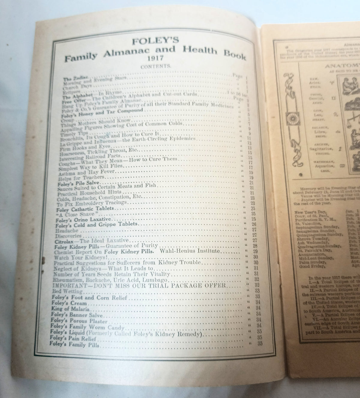 Foley's Family Almanac And Health Book Patent Medicine 1917 - TulipStuff