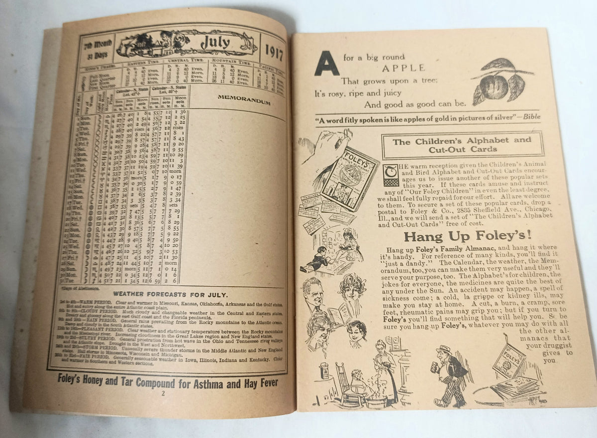 Foley's Family Almanac And Health Book Patent Medicine 1917 - TulipStuff
