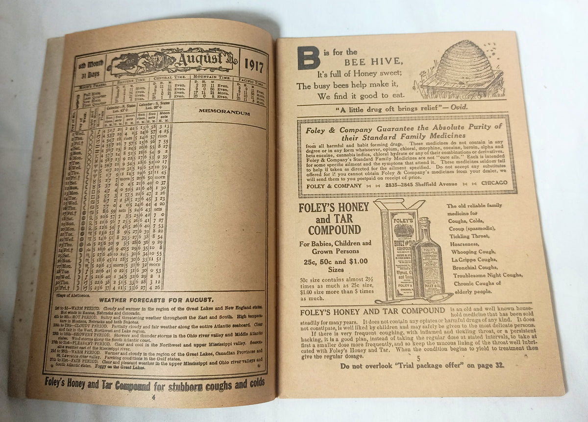 Foley's Family Almanac And Health Book Patent Medicine 1917 - TulipStuff