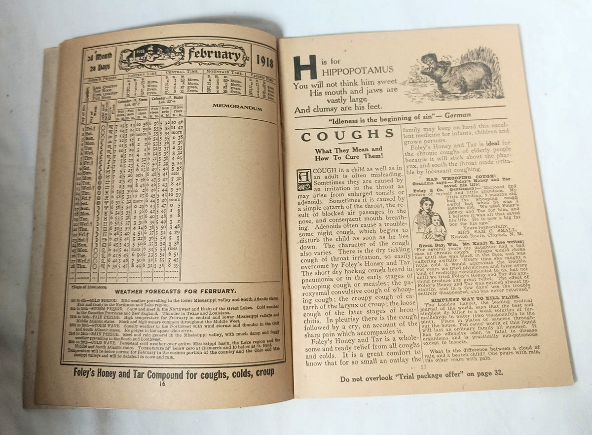 Foley's Family Almanac And Health Book Patent Medicine 1917 - TulipStuff