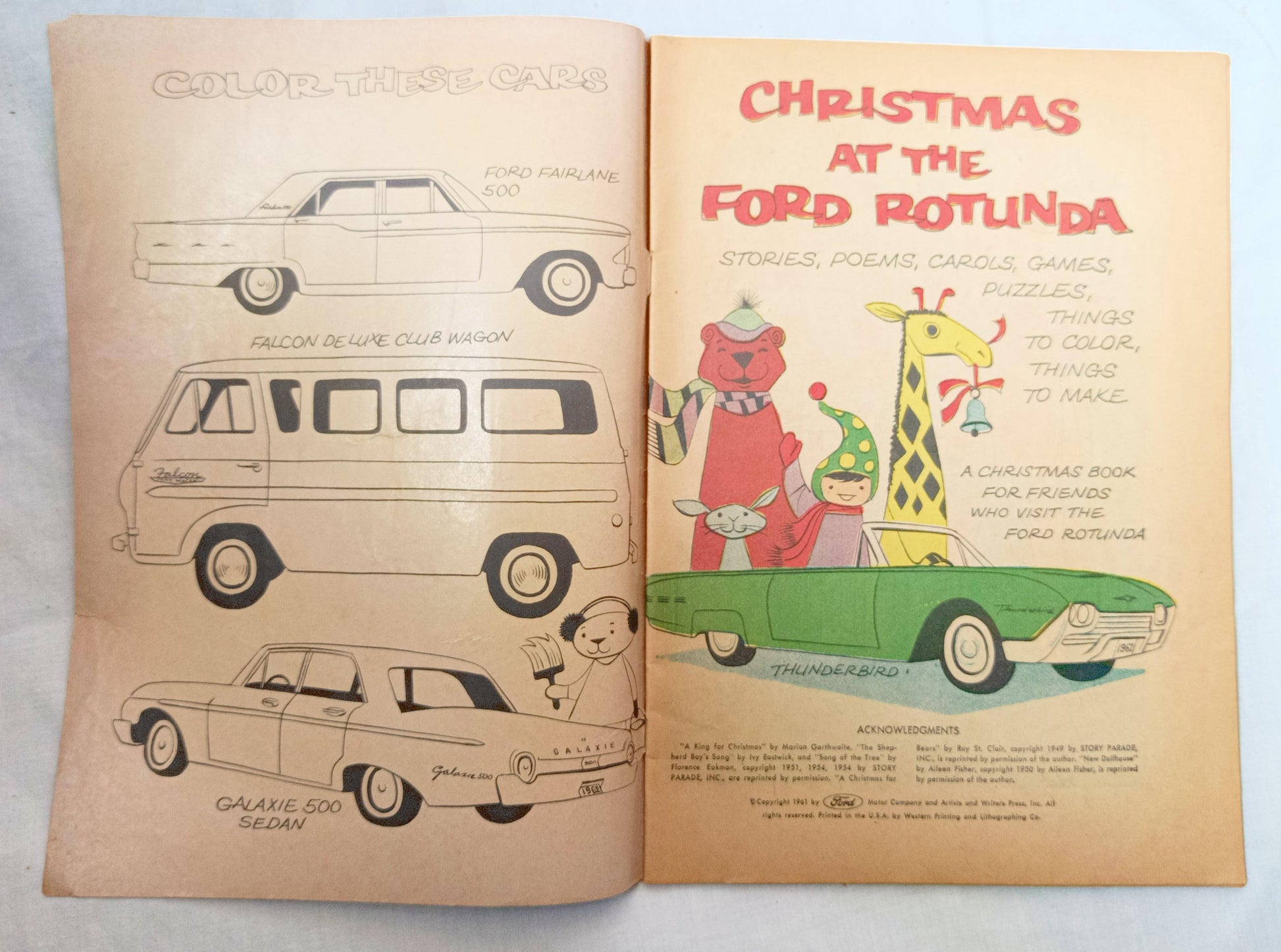 Christmas At The Ford Rotunda 1961 Children's Activity Booklet Dearborn MI  - Tulipstuff
