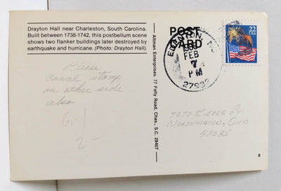 Drayton Hall Fort Sumter 1861-1961 Civil War Centennial Stamp Postcard - TulipStuff