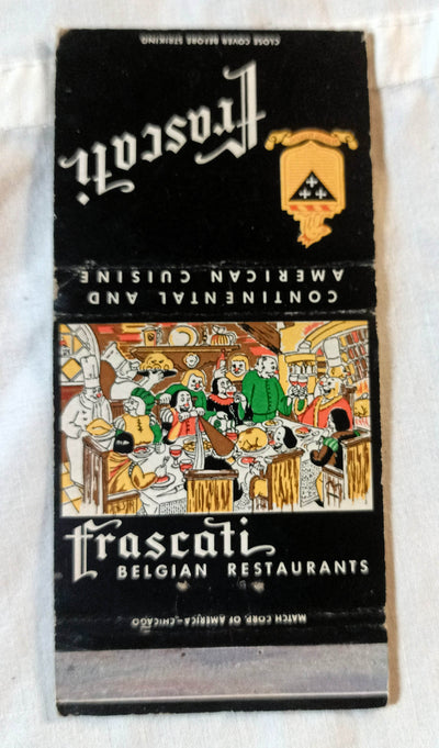 Frascati Belgian Restaurants Beverly Hills Matchbook Cover 1950's - TulipStuff