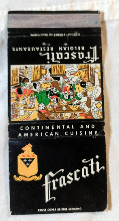 Frascati Belgian Restaurants Beverly Hills Matchbook Cover 1950's - TulipStuff