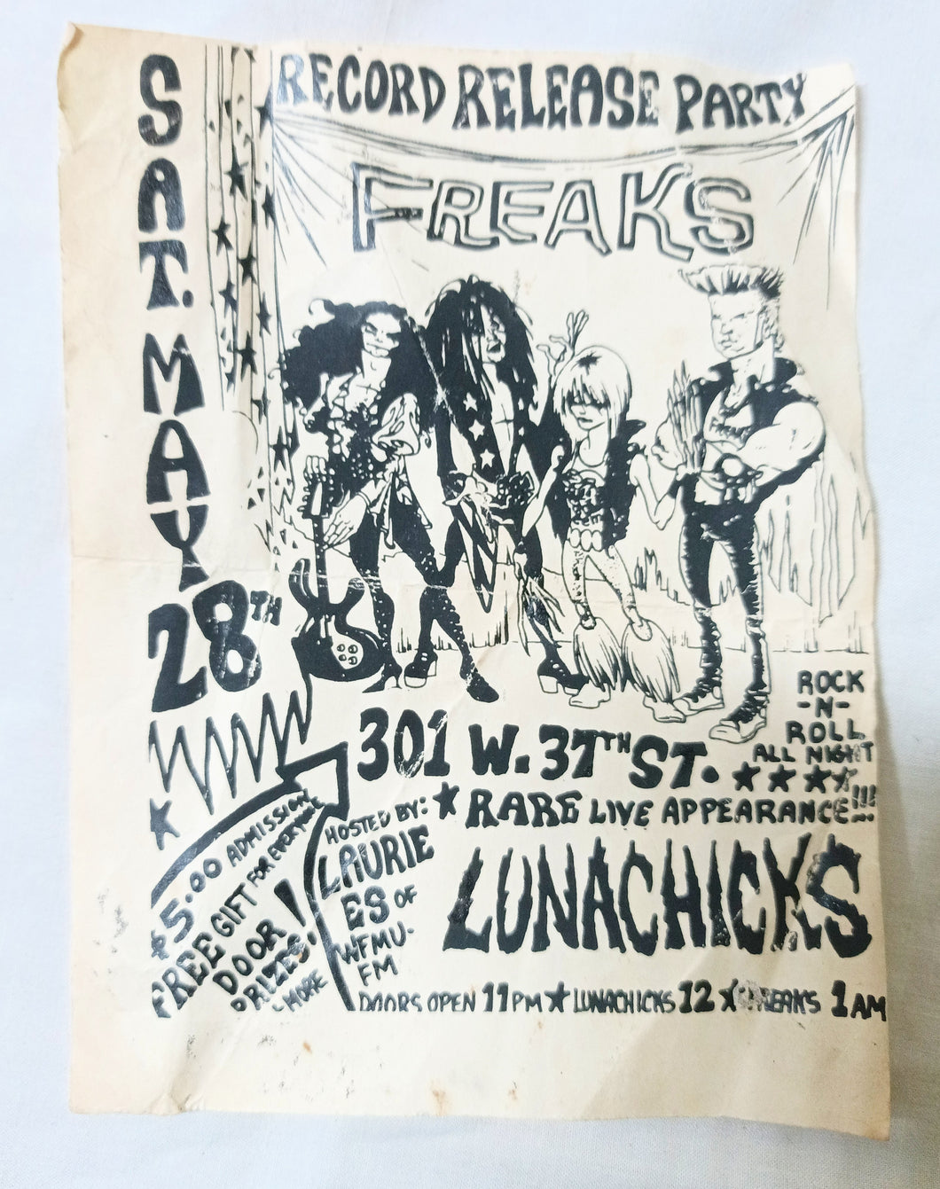 Freaks Record Release Party Flyer Lunachicks  NYC Garage Punk 1988 - TulipStuff