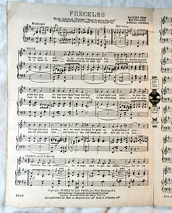 Freckles Nora Bayes Sheet Music 1919 Cliff Hess Milton Ager Howard Johnson - TulipStuff