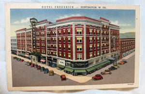 Hotel Frederick Huntington West Virginia Linen Postcard Early 1940's