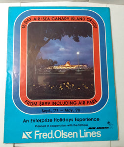 Fred Olsen Lines ms Blenheim 1977-78 Canary Island Cruise Brochure - TulipStuff