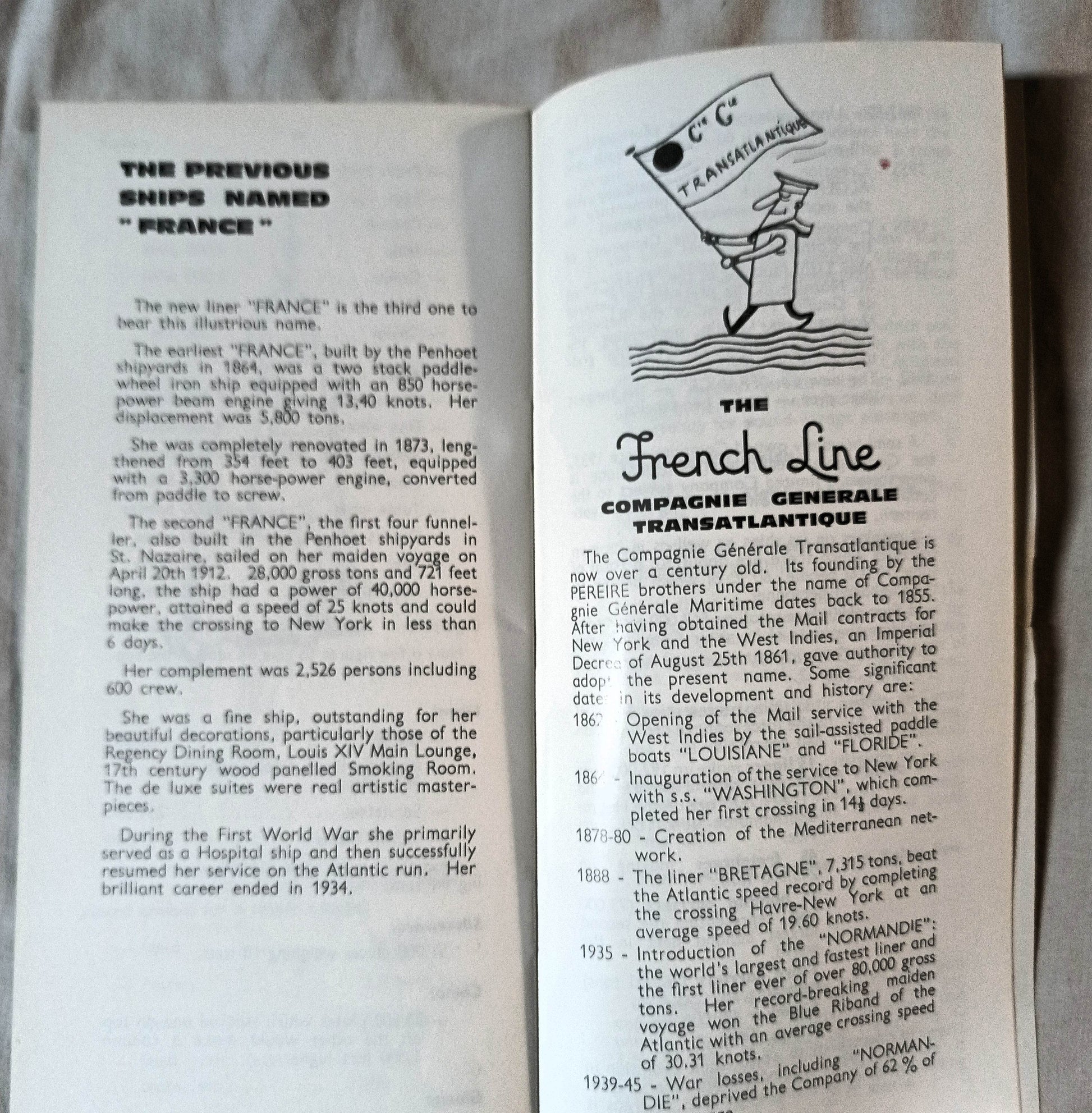 French Line ss France Bon Voyage Welcome Aboard Booklet 1962 - TulipStuff