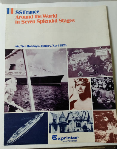 French Line ss France Around The World In 7 Splendid Stages 1974 Brochure - TulipStuff