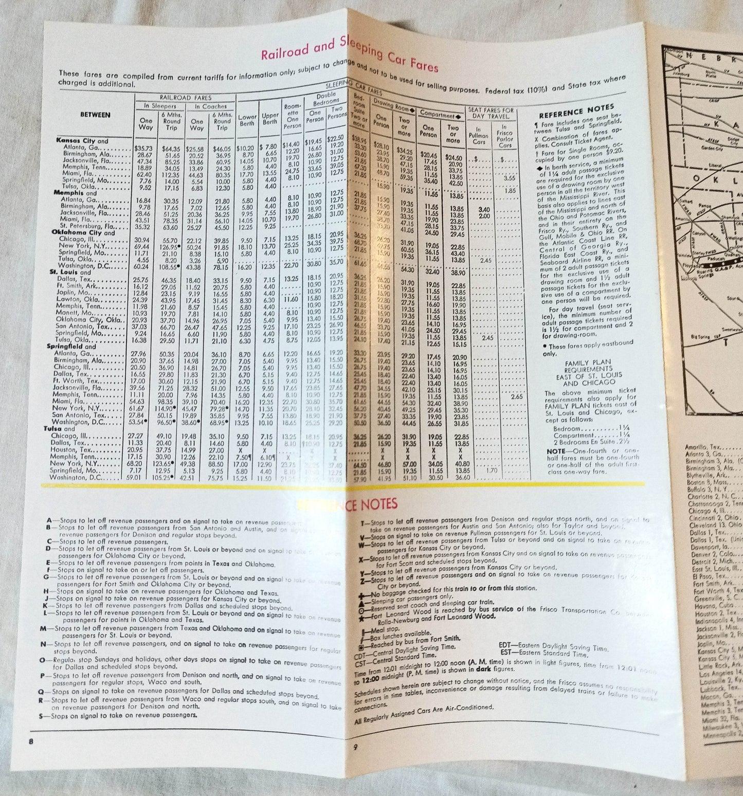 Frisco Lines St Louis San Francisco Railway Condensed Schedules 1957 - TulipStuff