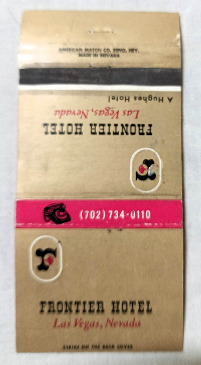 Frontier Hotel Hughes Hotels Las Vegas Nevada Matchbook Cover 1970 - TulipStuff