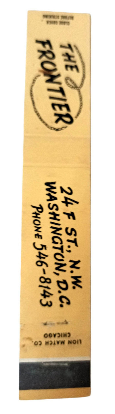 The Frontier Restaurant Washington DC Matchbook Cover 1960's - TulipStuff