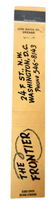 The Frontier Restaurant Washington DC Matchbook Cover 1960's - TulipStuff
