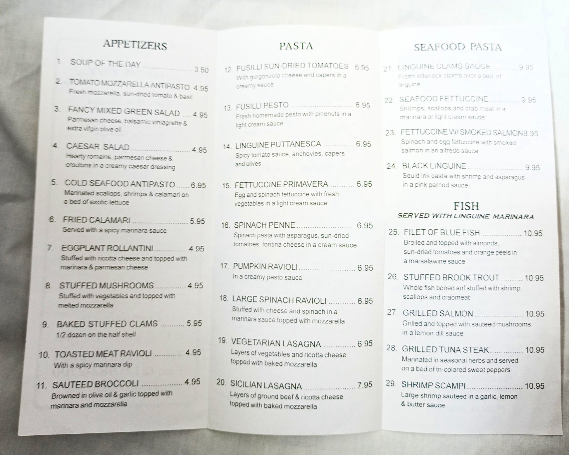 Frutti Di Mare Restaurant E 4th St East Village NYC Takeout Menu 2001 - TulipStuff